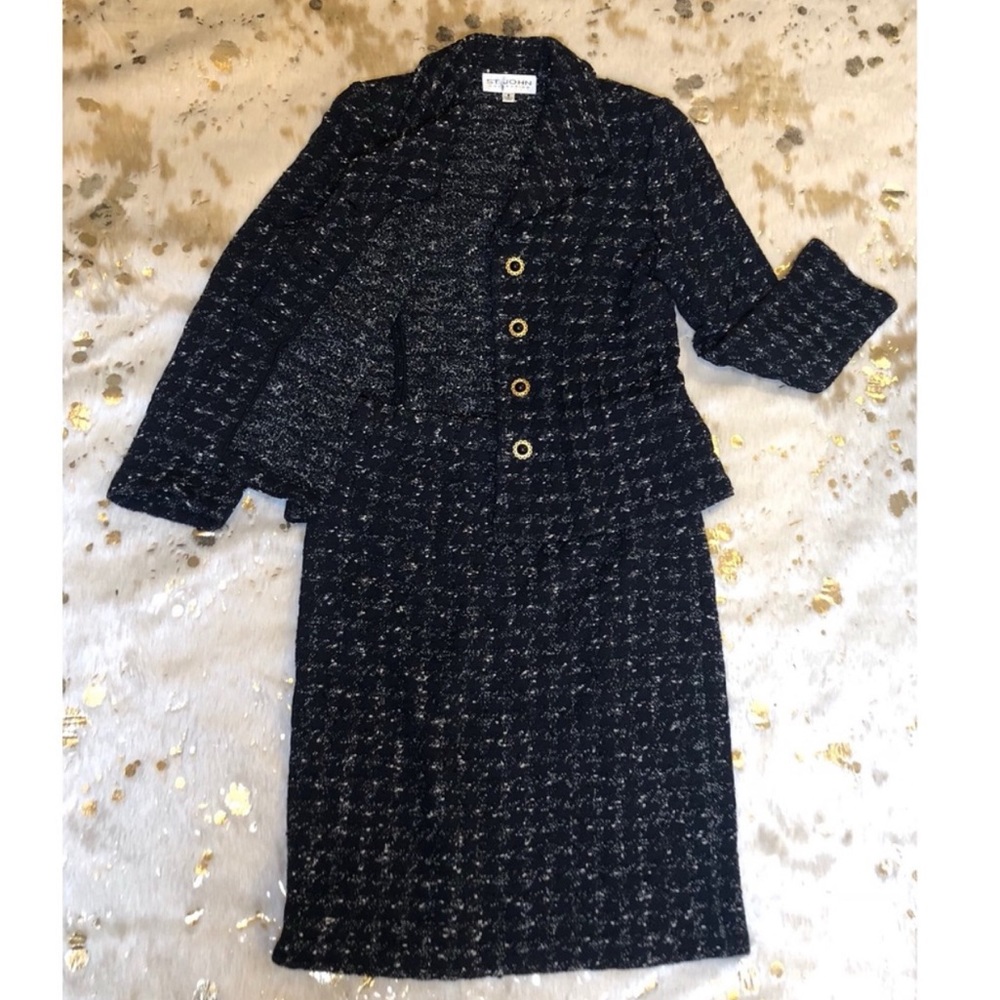 St. John Collection Houndstooth Knit Suit